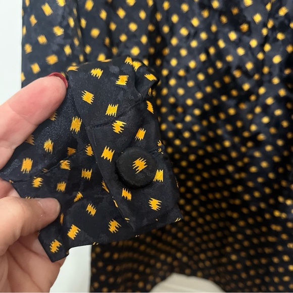 Ms. RUSS Navy and Gold Patterned Blouse - Picture 4 of 8